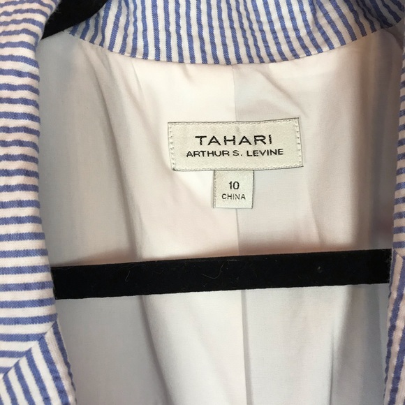 Tahari ASL Seersucker Jacket in blue & white NWT - Picture 9 of 16